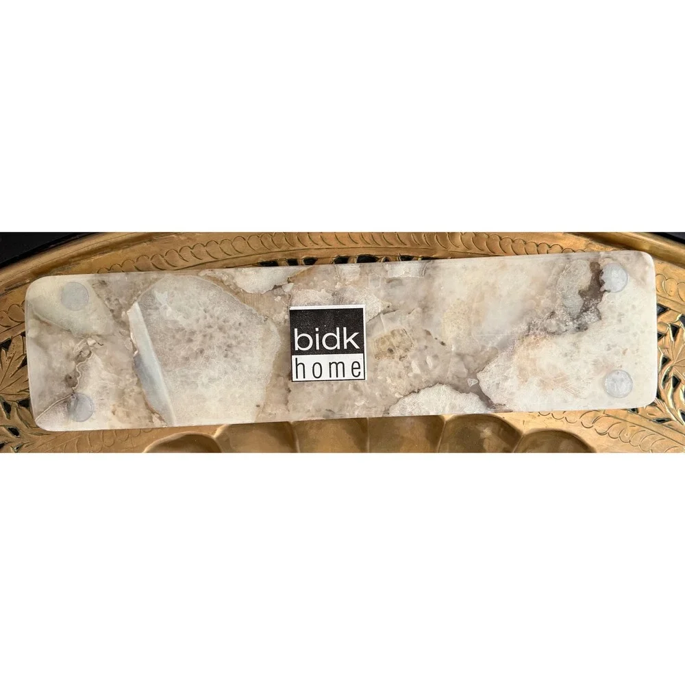 BIDK Home Natural Agate Stone Rectangular Decorative Tray Neutral Earth Tones